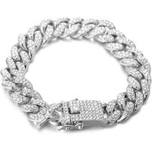 Halukakah - Men's 13mm Miami Style Gold Cuban Link Chain, 18K  Plated/Platinum White Gold Finish, Full Set Of Diamond Cut Prongs, 38174493 - 紅色 - 查看 1