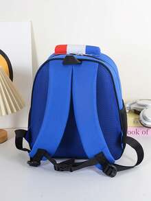 Boys And Girls' School Blue Backpack In Car Shape, With Small Car Design, Double-Shoulder Backpack