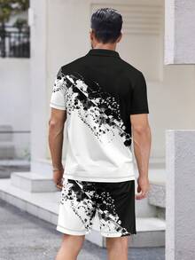 Bộ áo polo tay ngắn và quần short nam in họa tiết ombre - Nhiều màu - Xem 4