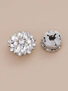 1/2/4 piezas Cubiertas de botón de cristal de imitación para mujeres, cubiertas de botón de cristal, cubiertas de botón desmontables con clip, botones de fantasía de cristal para ropa, broches de botón con alicates para vestido, traje, camisa, accesorios, color plomo - Multicolor - Ver 6