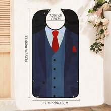 1pc Men's Dining Bib, Business Suit Pattern, Machine Washable, Foldable Pocket Design, Protect Clothing, Suitable For Elderly And Caregivers, Valentine's Day Gift, All Season, Kitchen Accessory - Multicolor - View 14
