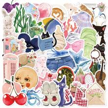 50pcs Vintage Watercolor Diary Stickers, Whimsical Sun Y2K Urban Aesthetic, Funny 80s 90s Cartoon Stickers, Suitable For Scrapbooking, Envelopes, Water Bottles, Computers, Laptops, Phones, Luggage, Notebooks, Fridges, Holiday Parties, Christmas, New Year Winter Decor - C - View 3