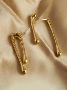 1 Pair Modern Gold Geometric Teardrop Earrings Dangle Style For Daily Wear & Casual Occasions - Gold - View 4