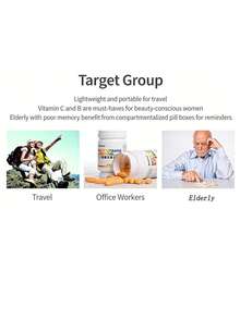 7天药盒收纳盒 - 圆形药盒，带每日/每周用药提醒，适合旅行、存放维生素、补充剂、鱼油等药品 - 透明白 - 查看 10