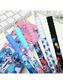 5支装 Stitch 凝胶笔，0.5mm 黑色墨水签名笔，学生用品，办公文具，礼品，适用于学校、办公室和家庭，可用于记笔记，返校季必备 - 乾枯玫瑰色 - 查看 3