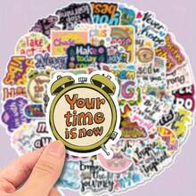 100 Inspiration Quotes Stickers, Cartoon Style Inspirational Stickers, Self-Adhesive Reusable, Matte Surface, Suitable For Laptops, Guitars, Luggage, Skateboards, Etc - Multicolor - View 3