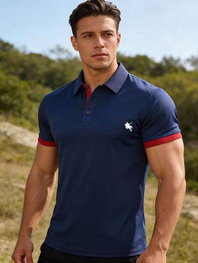 Men's Short Sleeve Polo Shirt, Quick-Dry, Suitable For Outdoor Sports, Daily Wear, Business, Breathable Collared T-Shirt