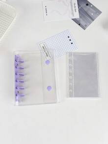 Pasta Transparente Portátil de Folhas Soltas Tamanho A7, Design de Duplo Clique, Pode Ser Usada Como Bolsa de Armazenamento de Fotos e Álbum de Fotos, Adequada para Guardar Dinheiro, Organizar Planejadores, Manuais, Cadernos, Livros de Adesivos, Suprimentos de Escritório e Suprimentos Escolares. - Multicolorido - Visão 16
