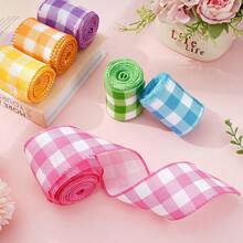 5/6 cuộn ruy băng kẻ caro mùa xuân, ruy băng kẻ caro màu pastel, thích hợp cho mùa xuân, lễ Phục sinh, gói quà sinh nhật, vòng hoa, làm nơ, đóng gói quà tặng. - Nhiều màu - Xem 7