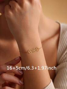 1PC Custom Personalized Birth Flower Bracelet, Customizable 2-4 Birthday Flowers, Elegant And Simple Bracelet, Women's Bracelet, Custom Bracelet, Women's Jewelry, Birth Flower Family Bracelet, Birth Month Bracelet, Flower Bracelet, Personalized Gift, Gift For Her On Anniversary Or Birthday, Valentine's Day Gift - Multicolor - View 6