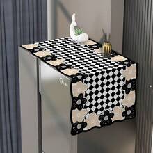 1pc Kitchen "Anti-Oil, Anti-Dust" Luxury Cover Cloth, 2025 New Fabric Material, Oil-Resistant And Easy To Wipe Clean, Can Block Kitchen Smoke And Dust On Refrigerator Top, Luxurious Black Floral White Pattern Appearance, Suitable For Single And Double Door Refrigerators, Practical And Stylish: Oil-Resistant, Easy Maintenance + Luxurious Aesthetics - Multicolor - View 7