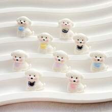 10/30/50pcs Resin Hand-Painted Cute Cartoon Animal Dog Decorations - Vibrant Mini Flat Back Decorations For DIY Arts - Charming Playfulness, Smooth Surface - Random Mixed - Multicolor - View 5