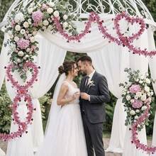 10m=5pcs Realistic Artificial Heart Shaped Vine, Artificial Flowers, Romantic Valentine's Day Faux Pink Heart Plush Ribbon Wreath, Non-Lighted Artificial Flower Wreath