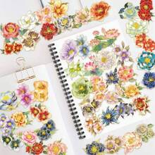 50 Stücke elegante Blumen Gold Folie Aufkleber Serie (Cartoon ästhetische Aufkleber), geeignet für Laptop, Stoßstange, Skateboard, Wasserflasche, Computer, Handyhülle, Schuldekoration Kratzfeste dekorative Aufkleber für verschiedene Anwendungen - Verschiedenfarbig - Übersicht 2