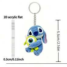 3/5pcs Random Disney Stitch Angel Cartoon Blue Stitch Keychain Pendant Bag Charm, Cute Birthday Gift, High Quality - Multicolor - View 3
