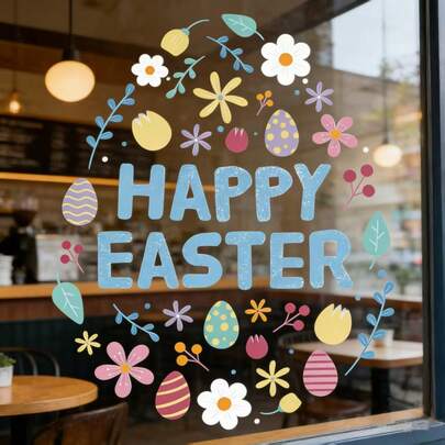 1 Roll Of Modern Easter Egg Party Glass Door And Window Decoration Stickers, Festive Atmosphere Window Stickers, Electrostatic Adsorption, Glue Free