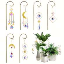 6 paquete de pequeñas enrejados para plantas en maceta de interior con atrapasoles de cristal de colores, atrapasoles de 8'' para decoración de plantas en maceta mini para ventana del hogar y jardín - Dorado - Ver 10