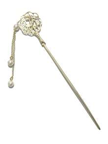 1件几何图案休闲优雅复古锌合金中国风云珠发簪，传统汉服发饰，四季皆宜，可作发髻延长器、发型发簪、头饰、女士发饰 - 彩色 - 查看 5