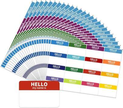 Pacific Mailer Name Tag Stickers 2"X3" Name Tags Hello My Name Is Stickers Colored Name Tags For School Office Home Meeting, 416 Labels