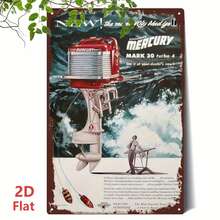 2D Flat, 1 Piece Vintage MERCURY Marine Engine Metal Tin Sign - Vintage Wall Art Decoration 20x 30cm / 8x12inch , Durable Iron Metal Sign Suitable For Garage, Bar, Cafe, Garden, Office - Unique Men's Holiday Gift, 2D Flat - 混合 - 查看 1