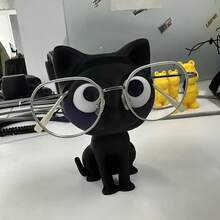 1个3D打印猫咪眼镜架 - 可爱塑料桌面收纳盒，带眼镜支架，家居装饰及节日礼物，适用于复活节、情人节、办公用品、家居收纳 - 黑色 - 查看 2