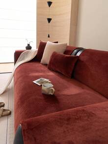 1pc Veet Washable Non-Slip L-Shaped Sofa Cover, Fits 3-Seater Sofa, Quilted Design, Magnetic Closure, Pet-Friendly Protection - Gray Velvet Sofa Cover