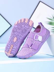 LOUN 1 Pair Kids' Summer Quick-Dry Fashionable Random Print Breathable Mesh Low-Top Slip-On Water Shoes With Hook And Loop, Boys' Barefoot Beach Swimming Shoes With Rubber Soles For Outdoor Cycling, Indoor Fitness Yoga Running Jumping Rope - Mauve Purple - View 6