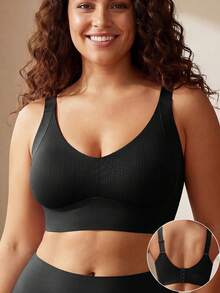 Reggiseno senza fili da donna, stile intimo, con spalline regolabili, imbottiture rimovibili, comodo per uso quotidiano e attività fisica - nero - Visualizzare 1