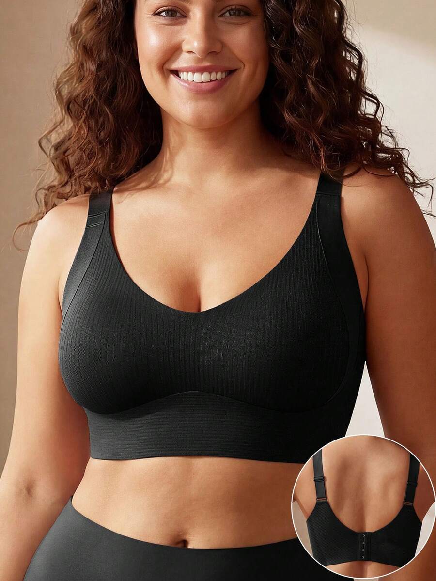 Reggiseno senza fili da donna, stile intimo, con spalline regolabili, imbottiture rimovibili, comodo per uso quotidiano e attività fisica - nero - Visualizzare 1