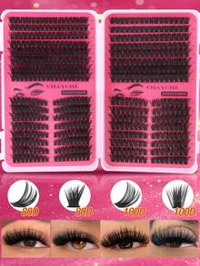 608/544PCS Cluster False Eyelashes, Single Eyelash Extension, D-Curl, 10-16mm DIY Eyelash Cluster, 30D+40D/50D+60D/80D+100D Waterproof False Eyelash Set, Super Thick, Makes Eyes Bigger, Easily Creates Natural Eye Makeup, Reusable, Suitable For Beginners, Weddings, Dates, Parties, Holidays, Perfect As A Gift, Eyelash Set Includes Eyelash Glue And Tweezers, Easy-To-Use Eyelash Cluster, Single Eyelash, False Eyelashes - Multicolor - View 15