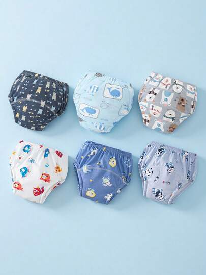 3/6 piezas Pantalones de entrenamiento para niños pequeños, pañales de tela reutilizables con diseños de animales lindos para bebé, pantalones de entrenamiento para ir al baño, suaves y transpirables, para niños de 0 a 3 años, aptos para todas las estaciones