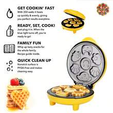 Máquina automática de desayuno eléctrica doble cara mini para niños, para uso doméstico, waflera, postres, pasteles. Horneado, multifuncional. - Amarillo - Ver 4