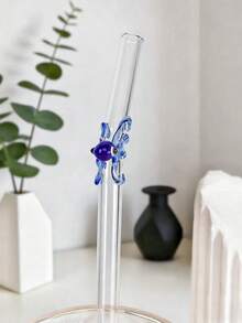 半支装限量版章鱼玻璃吸管（粉色和蓝色）| 万圣节海洋主题 | 可重复使用玻璃吸管，附赠清洁刷 | 适合 520/亡灵节/派对 - 無色 - 查看 8