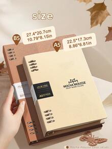 Cuaderno de hojas sueltas con color mousse de moca, A5/B5, con una apariencia hermosa, páginas interiores reemplazables, anillos deslizantes, papel grueso, gran capacidad de 60 hojas/120 páginas, para notas escolares, registros de trabajadores de oficina, cuaderno de hojas sueltas especial - Multicolor - Ver 5