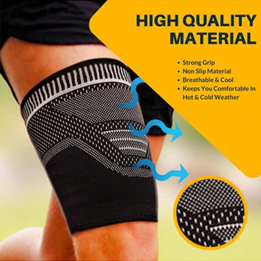 1pc Thigh Compression Sleeve, Leg Wrap Support Brace, Suitable For Men And Women Outdoor, Running, Basketball, Sports & Fitness - Black - View 1