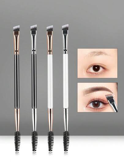 RANCAI 1/2/5pcs Duo Eyebrow Brush Angled Eye Brow Brush And Spoolie Brushes Ultra Firm Thin Eyeliner Brush Premium Synthetic Eye Makeup Brush For Liquid Gel Cream Brow Eyeliner Defining Applicator