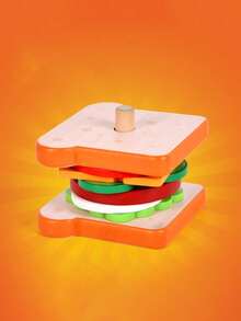 [Wooden Hamburger Toy] Kizh Wooden Hamburger Sorting & Stacking Toy | Educational Fine Motor Skills Toy, Includes Colorful Hamburger Parts, Order Cards And Pegboard | Preschool Gift For Boys & Girls, Ideal For Christmas, Thanksgiving And Halloween - Multicolor - View 11
