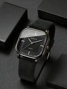 Men's 3 PiecesBusiness Set, Including 1 Elegant Blue Roman Numeral Quartz Watch, 1 Black Embossed Wallet, And 1 Practical Keychain. The Overall Style Is Sophisticated And Suitable For Daily Commute, Business Meetings, Or Casual Outings. - Black - View 7