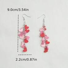 Valentine's Day Earrings Women - Pink And Red Heart Long Dangle Clay Jewelry, Valentines Day Outfit Accessories Gifts - 粉紅色 - 查看 4