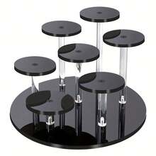 1pc 7-Tier Circular Display Stand Suitable For Figurines, Collectibles, Jewelry, Posable Dolls, Cosmetics, Desktop Riser, Minimalist & Elegant - Seven-layer Circular Black - View 5