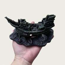 树脂海盗船残骸装饰品 - 水族箱景观配件，适用于淡水和海水鱼缸 - A - 查看 2