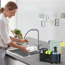 5-In-1 Kitchen & Bathroom Soap Dispenser Set, Includes Soap Pump, Sponge Holder, Cloth Rack, Draining Rack, And Brush Holder, Refillable Soap Bottle, Multipurpose Organizer For Kitchen And Bathroom, Modern Home Decor, Ideal Gift For Weddings, Mother's Day, Father's Day, Family And Friends - 彩色 - 查看 3