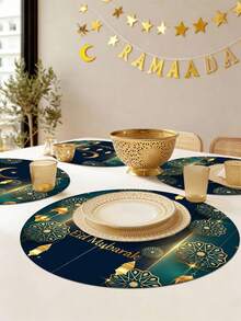 4pcs/6pcs Bohemian Pattern Placemats, Ramadan Placemats, Seasonal Ramadan Home Decor, Bohemian Style, Linen-Like Material, Ramadan Home Decor Indoor/Outdoor Party Supplies, Ramadan Themed Decoration, Room Decor. Suitable For Home Kitchen Decor And Ramadan Event Party Decoration