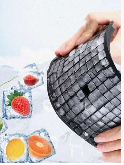 Square Grid Silicone Ice Cube Tray, Cold-Resistant . Can Be Used As Ice Mold And Pudding Mold, Suitable For Home, Bar And Other Occasions. Easy To Use.