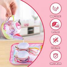 JOYIN - Juego de té de Unicornio para niñas pequeñas, Juego de Tetera de Lata Rosa con Tetera, Taza, Plato, Estuche de Transporte para niños pequeños de 3 a 4 a 5 a 6 años, Regalo para Navidad,38085335 - Verde militar - Ver 5