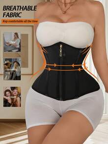 1件装带拉链高压缩运动文胸束腰带，女士适用