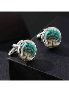 Tree Of Life Glass & Alloy Cufflinks, Gift For Men - StyleC - View 1