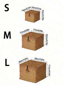 1个带盖编织篮，长方形柳条编织储物盒，带盖，装饰收纳箱，适用于客厅、厨房、浴室、卧室的家居装饰，新年、情人节的绝佳礼物