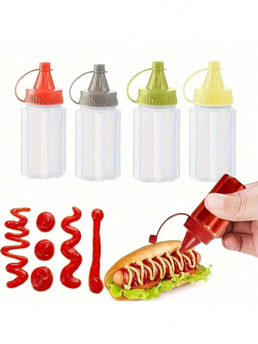 2 Mini Portable Sauce Bottles - Durable, Leak-Proof, Easy To Squeeze, Suitable For Lunch Boxes, Picnics, And Outdoor Adventures - Random Color - 2 Pieces - View 1
