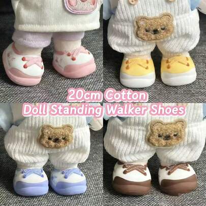 20cm/7.87 pulgadas Zapatos de muñeca, zapatos de muñeca de peluche de dibujos animados lindos que pueden estar de pie, accesorios de ropa intercambiables, adecuados para muñecas de algodón, regalo de cumpleaños/fiesta